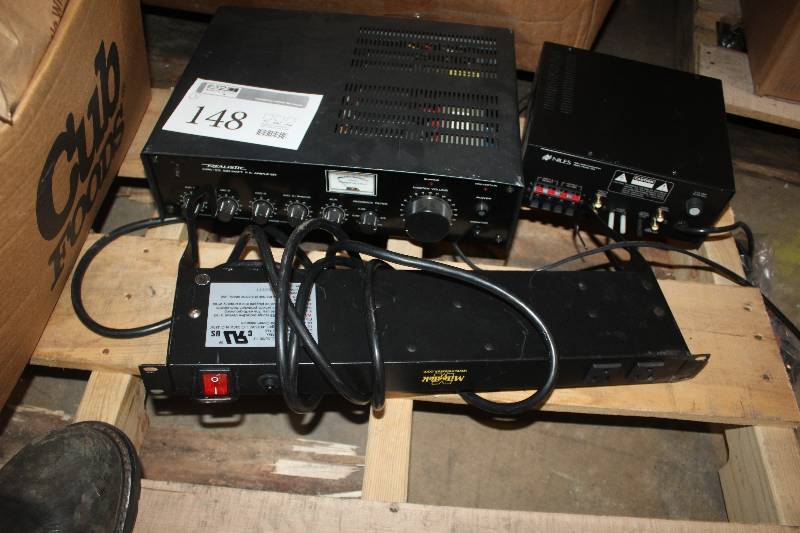lot 148 image: Lot of (3) Electronics Including Milestek Switch, Niles Audio Switch, Realistic MPA-95 100W P.A. Amplifier