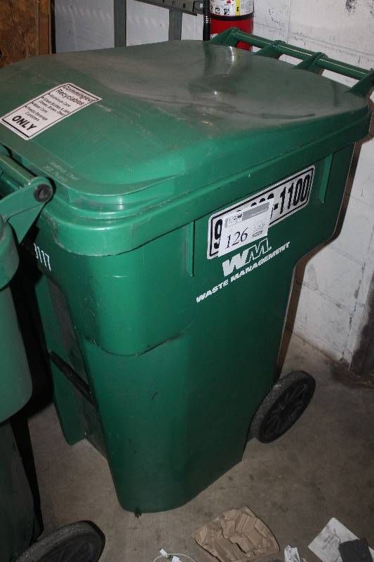 lot 126 image: Waste Management 55-Gallon Plastic Bin