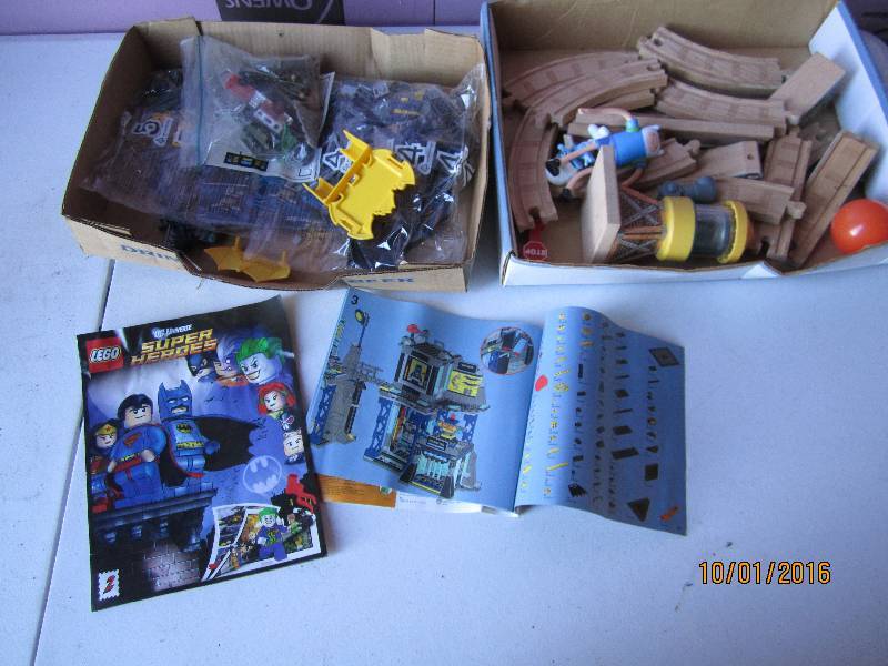 Legos, some unopened and wood track...