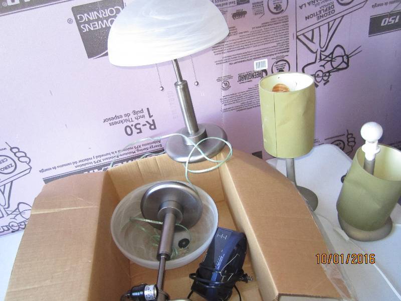 Lamps and Sony alarm clock...