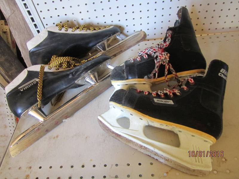 Vintage skates and hockey skates...