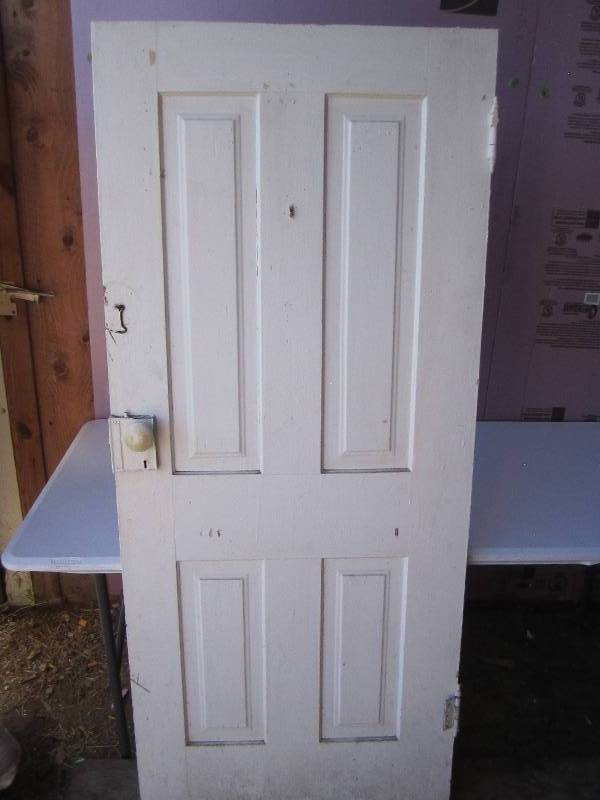 Reclaimed door with handle and hard...