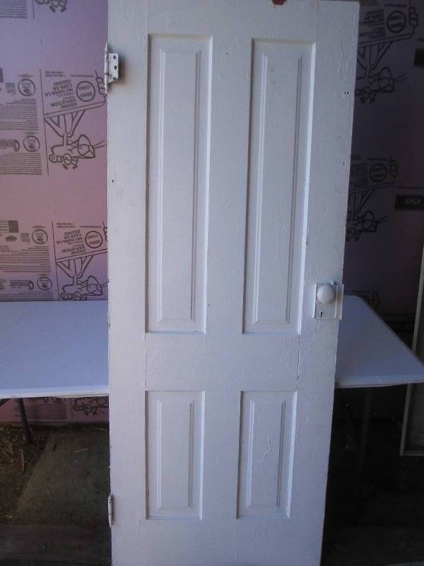 Reclaimed door with handle and hard...
