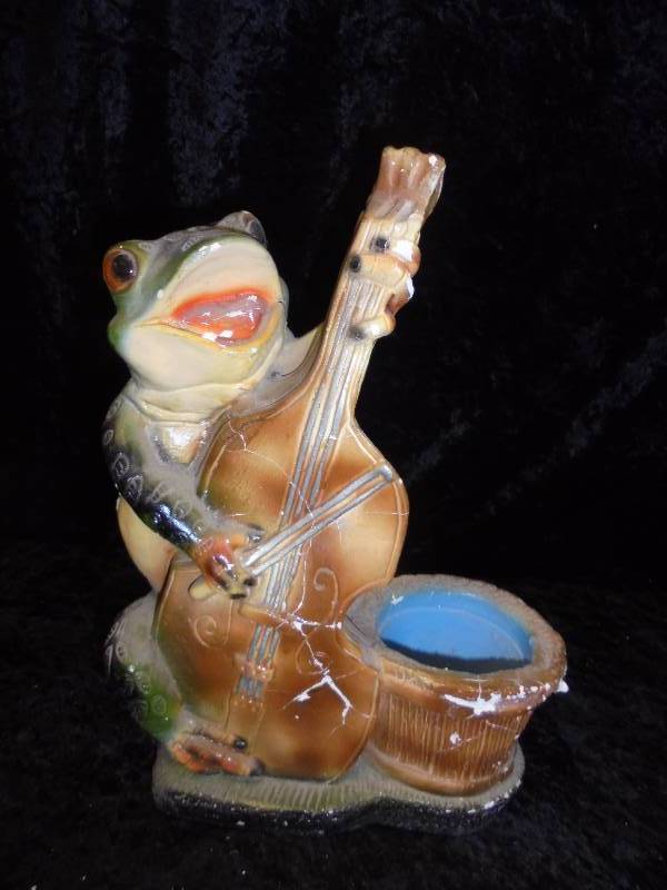 Frog Playing Violin Chalkware BankPlanter