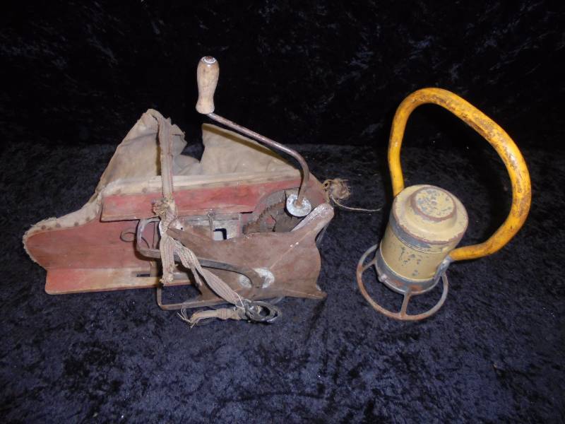 Vintage Seeder & Railroad Lamp