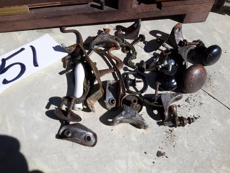 lot 51 image: Misc. Vintage cabinet and window hardware.. Other Vintage Industrial Salvage items