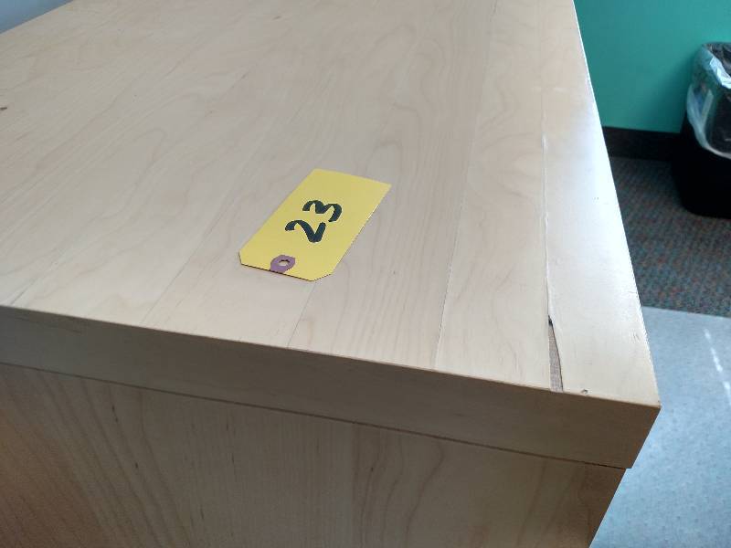 Wood Desk, 55 x 25.5, Needs Regluin...