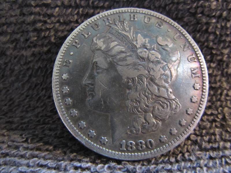 1880 S MORGAN SILVER DOLLAR, 90% SILVER COIN