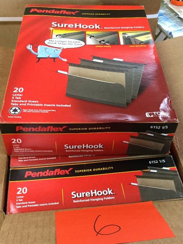 Lot of 5 Pendaflex Surehook reinforced Hanging Folders