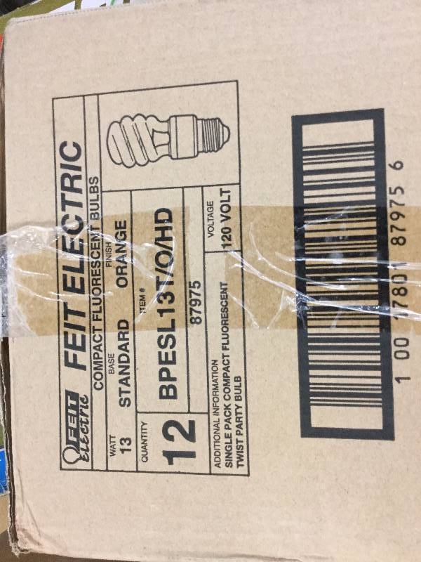 Feit Electric Lot of 12 Brand New Twist Party Bulbs - Orange Compact Flouroscent