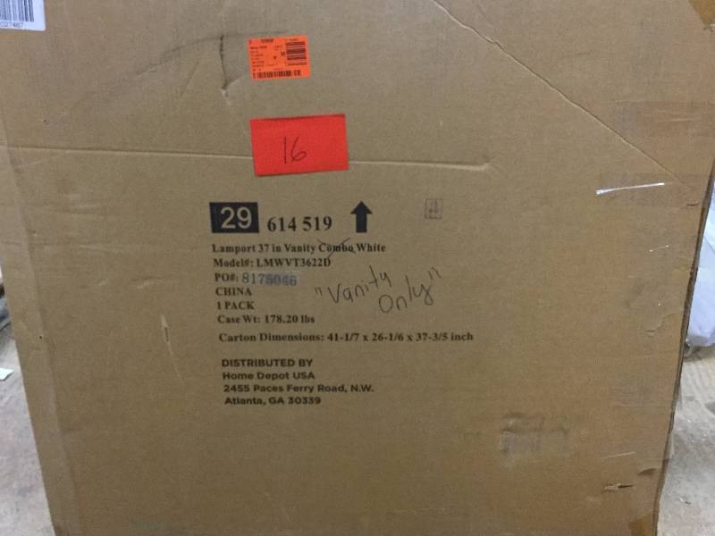 Home Decorators Collection Lamport 37 in. Vanity in White never used- this unit does not include vanity top