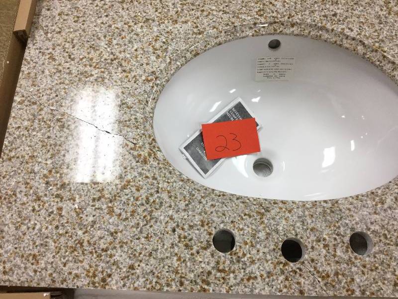 Pegasus Bathroom 37 in Granite Vanity Top in Beige with White Bowl - TOP is broken bowl could be used