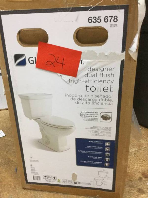 Glacier Bay 2-piece 1.0 GPF1.28 GPF High Efficiency Dual Flush Elongated Toilet in White Never Used stock and actual pictures useds