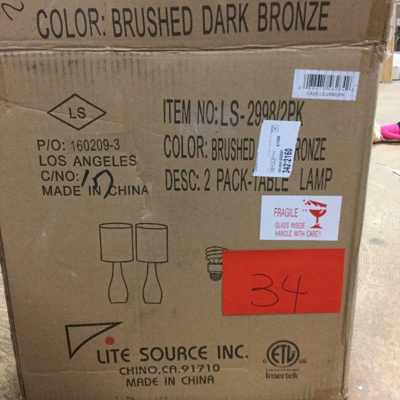 Lite Source Quatro II 2 Light Table Lamp - Brushed Dark Bronze - Pack of 2 Never used stock and actual photos used