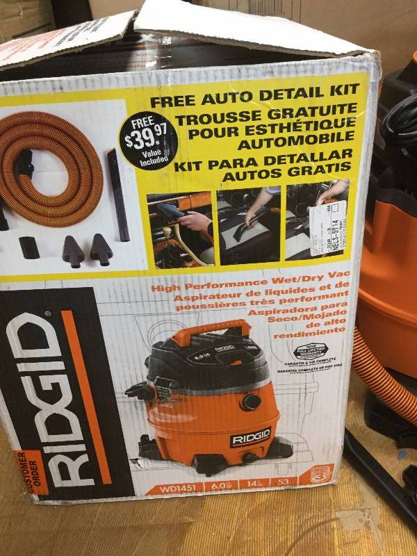 Ridgid WD1451 high Performance Wet and Dry Van in like new condition