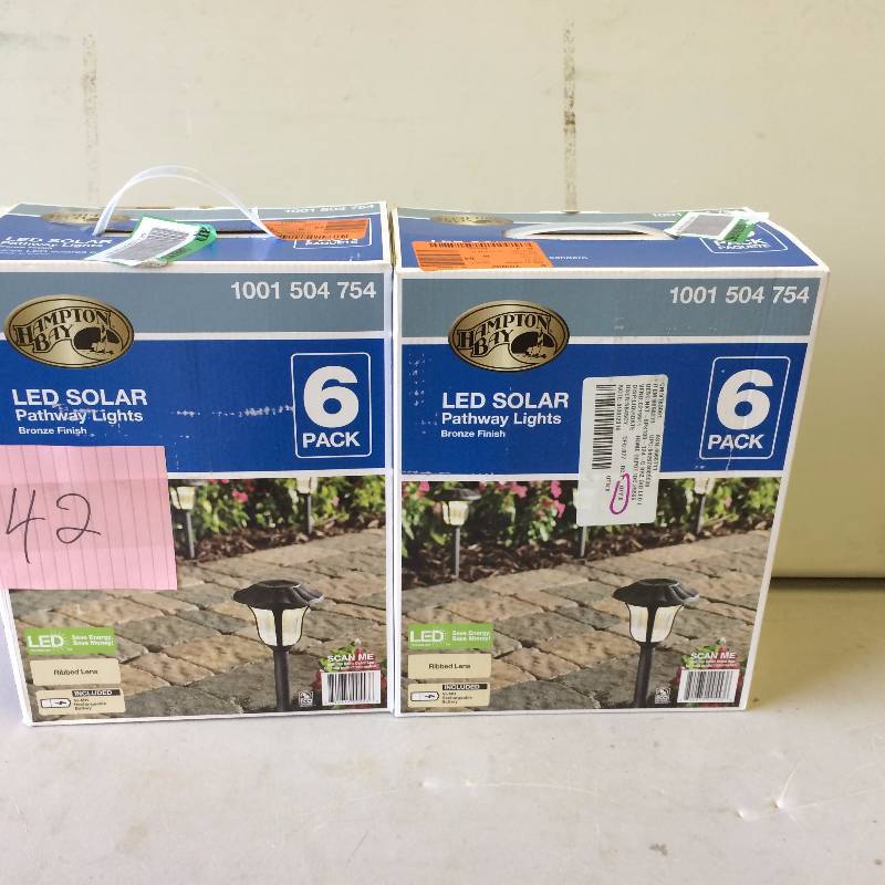 Lot of 2 Hampton Bay 6 Pack LED Solar Pathway Lights Never Used
