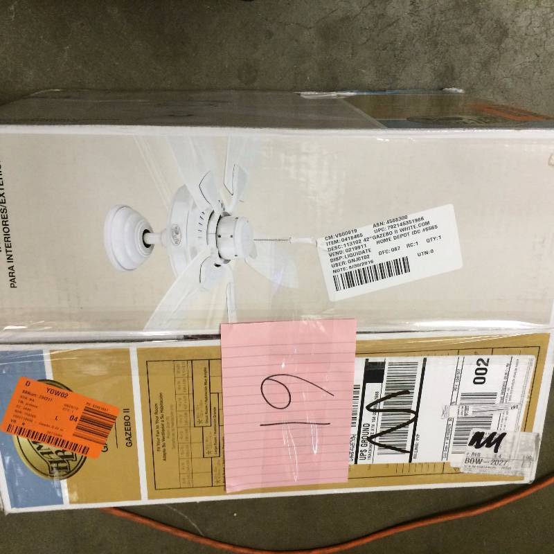 Hampton Bay 42 In. Gazebo II Fan - White Finish YG187-WH never used in original pkg
