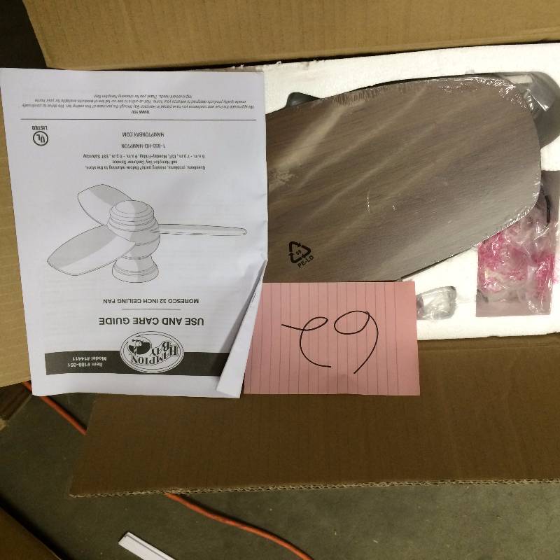 Hampton Bay Moresco 32 in. Oil Rubbed Bronze Ceiling Fan-14411 Never used in original Pkg actual and stock items used to display items
