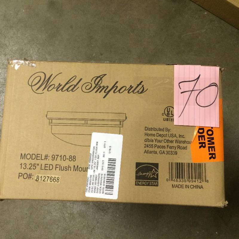 World Imports 13.25 in. Oil Rubbed Bronze LED Flush Mount with Frosted Glass Never used actual and stock pictures used