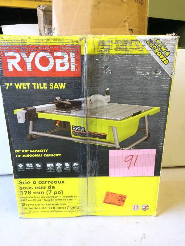 Ryobi 7 Wet Tile Saw slightly used  tested in good working condition