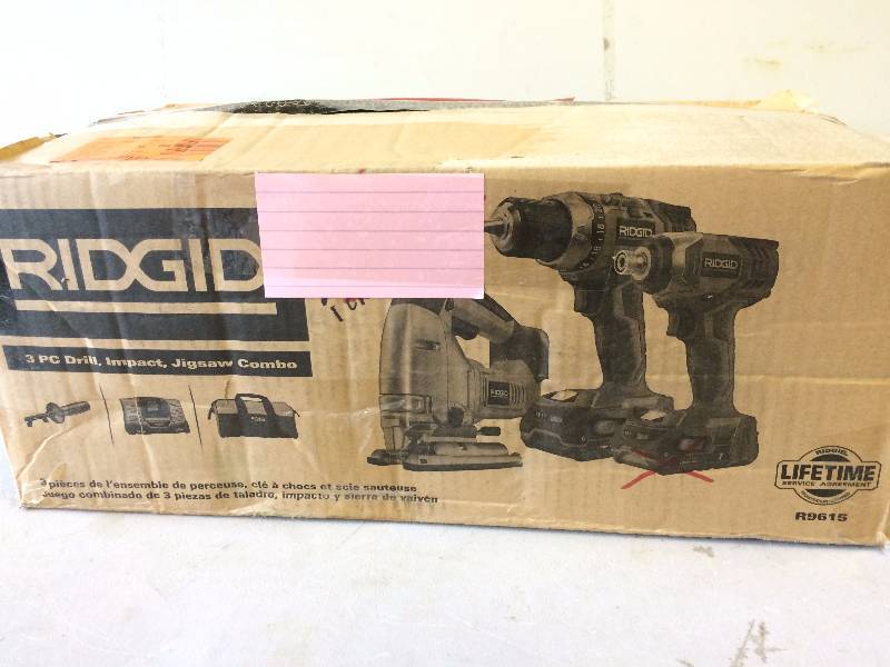 Ridgid Tool Set - 3 Pc Drill, Impact, Jigsaw batteries and charger- one battery is used the rest tools and charger are in like new condition