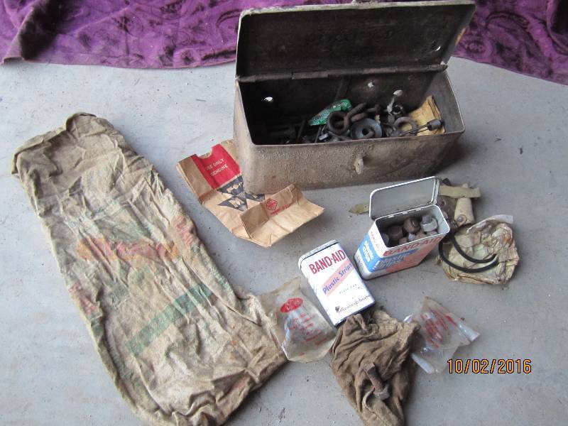 lot 126 image: Antique tractor supply box with sup...
