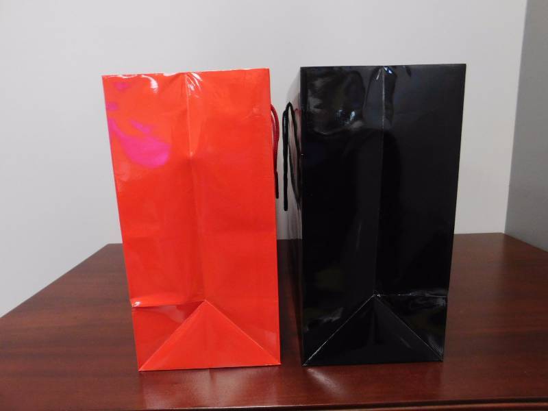Glossy Black & Red Shopping Bags - 16 x 6 x 12