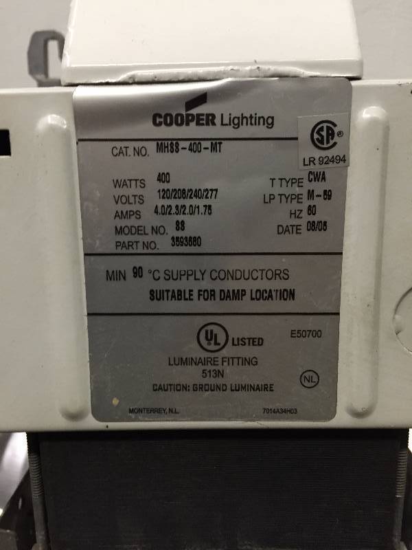 COOPER LIGHTING SHOP LIGHTS 4OO WATT (3)