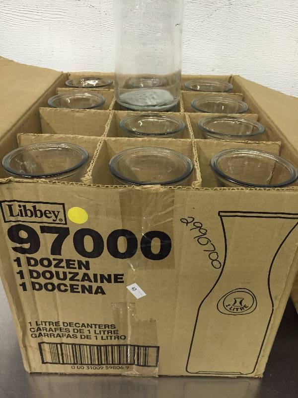 LIBBY DECANTERS (12) LABELS, BBQ SET MISSING PARTS