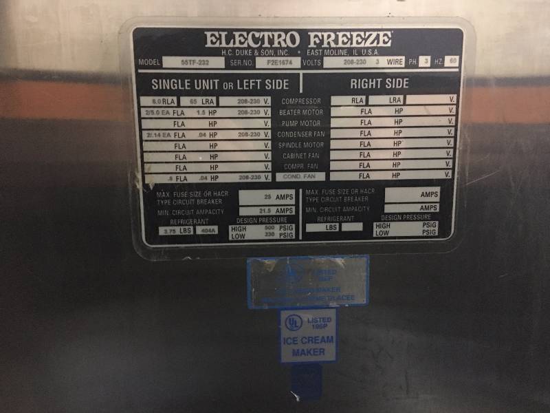 ELECTRO FREEZE COUNTER TOP ICE CREAM MACHINE SOFT SERVE, VANILLA, CHOCOLATE AND TWIST