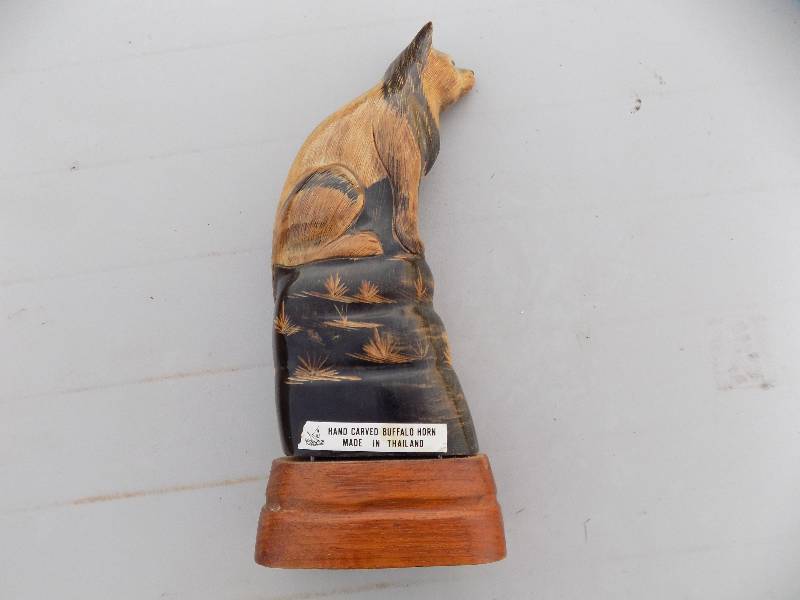 Buffalo Horn Wolf Sculpture