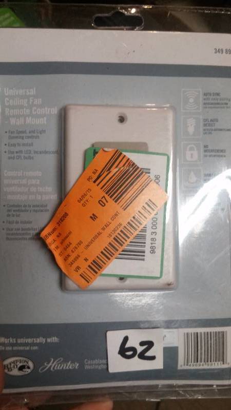 Wall mount Ceiling fan remote control