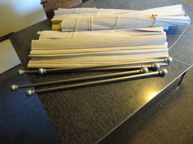Curtain rods and blinds.