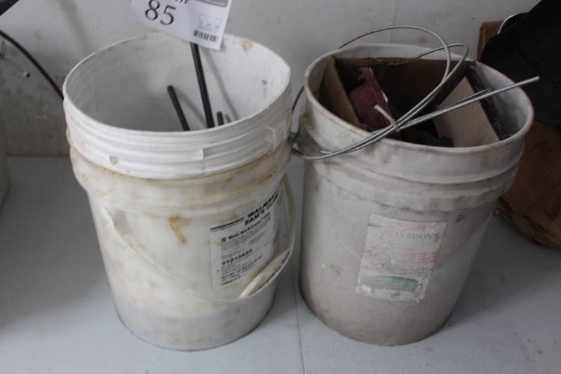 lot 85 image: Lot of (2) Buckets of Motorcycle Parts Including Sprockets, Valve Assemblies, Hardware, And More