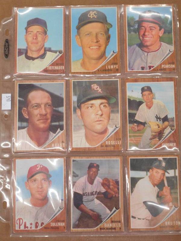 lot 45 image: 1962 Topps Baseball Cards - Qty. 9 ...