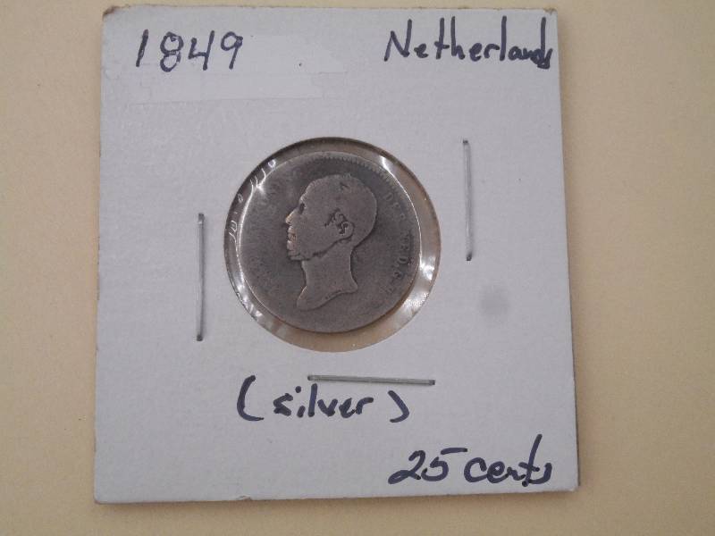 lot 67 image: 1849, Netherlands Silver 25 Cents -...