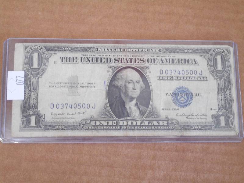 lot 77 image: 1935 G - $1.00One Dollar Siver Cer...