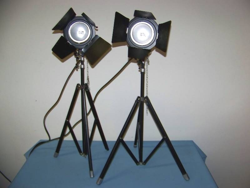lot 47 image: (2) Acme Light, O-Brite, Studio  Spot Lights on Tripods with Light Flaps