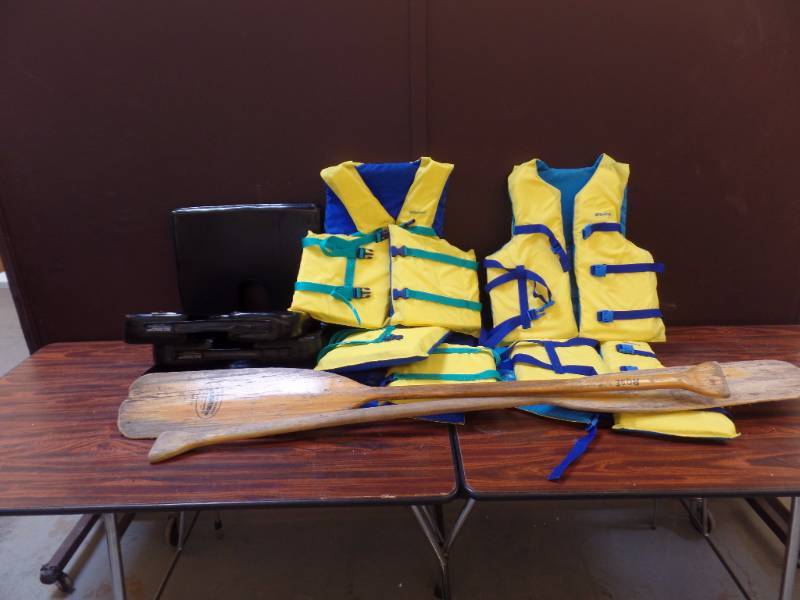 Life Jackets, Paddles and Seat Cushions