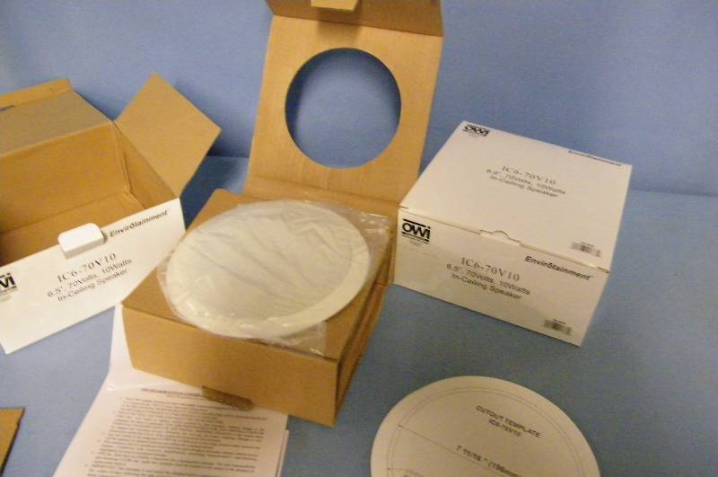 lot 19 image: New in Box  Pair of White 6.5 70-Volt 10-Watt Envirotainment Ceiling Speakers