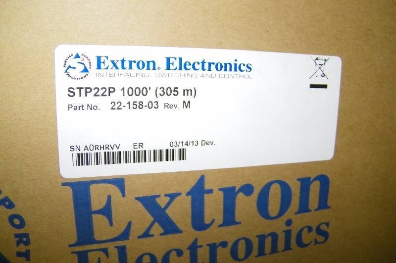 lot 20 image: New 1000 Spool of Extron Plenum-Rated STP22P Serial Control  Audio Cable