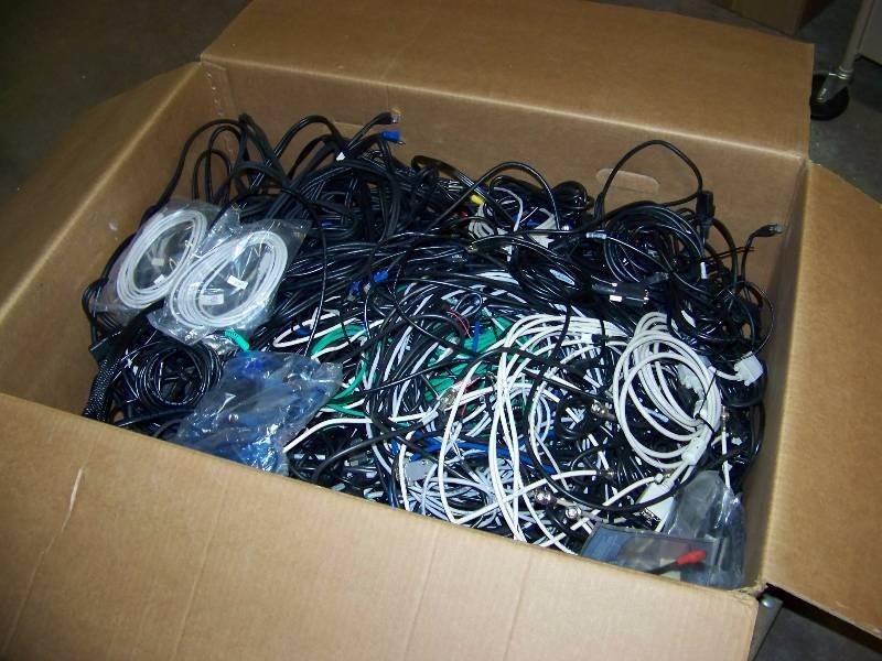 lot 31 image: Two HUGE Boxes of Miscellaneous Audio, Video & Computer Cables - Some New
