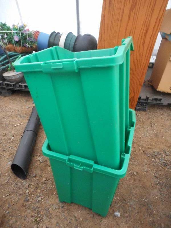 2 RECYCLING BINS AND COVERS