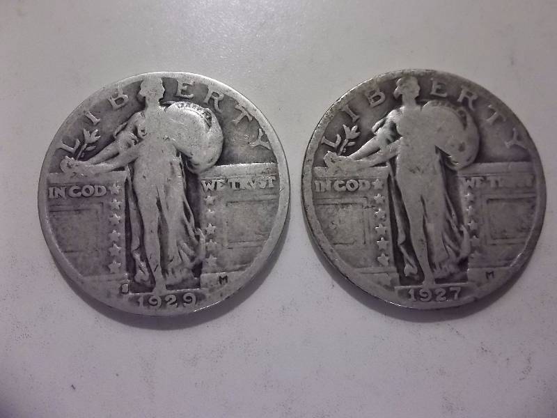 2- Standing Liberty Quarters 1927 S, 1929