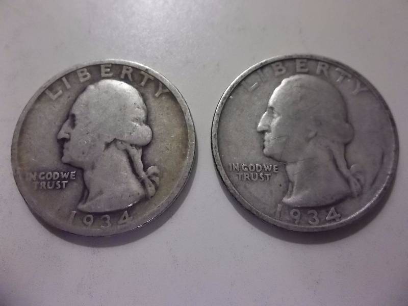 2 Washington Quarters 1934 D, 1934