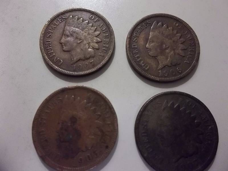 1905, 1906, 1907, 1907 Indian Head Cents