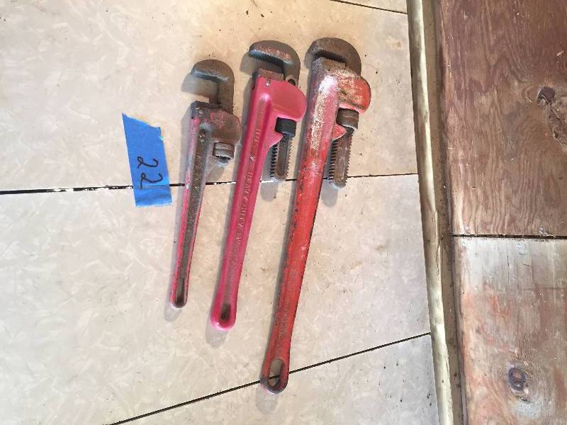 THREE PIPE WRENCHES
