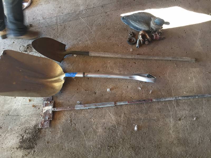 TWO SHOVELS AND FLOOR SCRAPPER