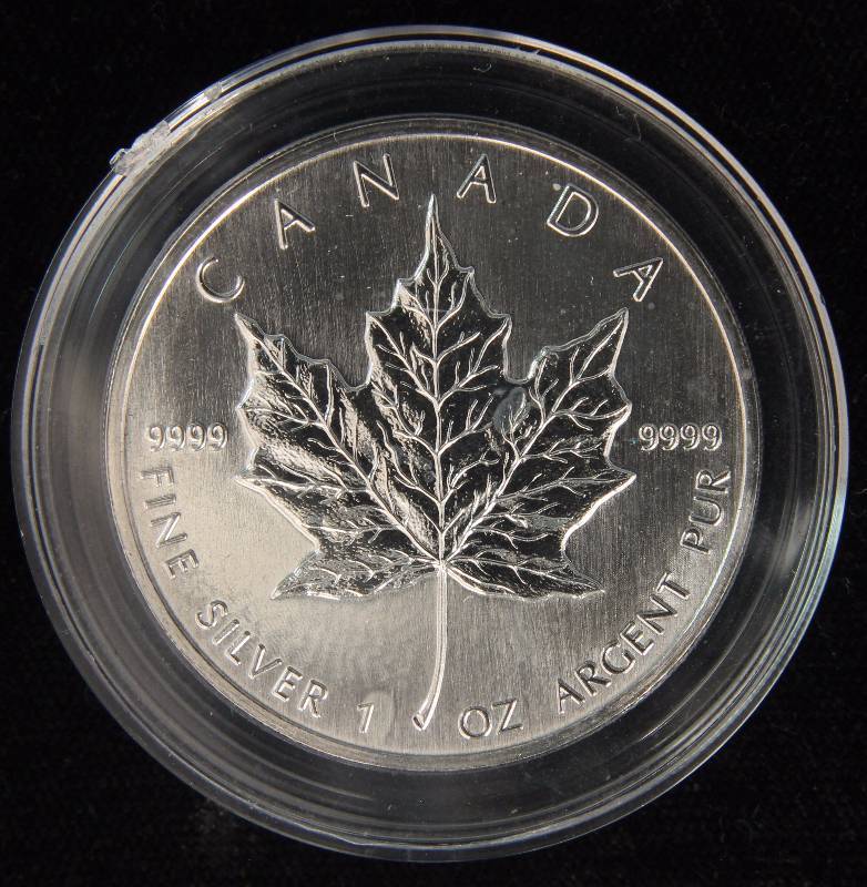 1989 .9999 FINE SILVER CANADA MAPLE LEAF IN AIRTITE HOLDER