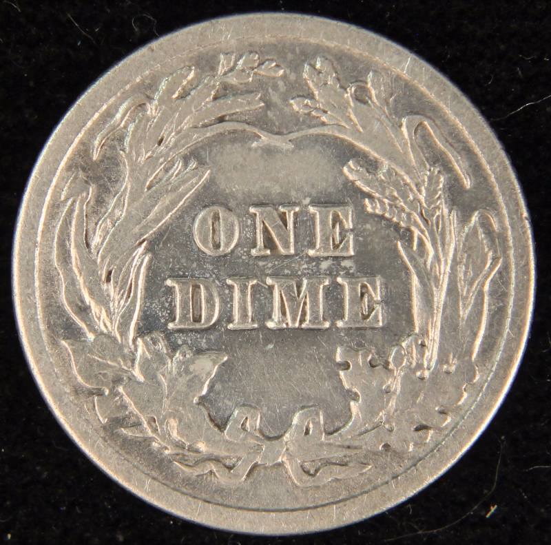1913 BARBER SILVER DIME FINE DETAILS CLEANED